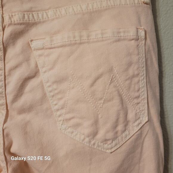 Mother Womens High Waisted Looker Ankle Fray Jeans Size 25 Pink Distressed - Picture 5 of 12